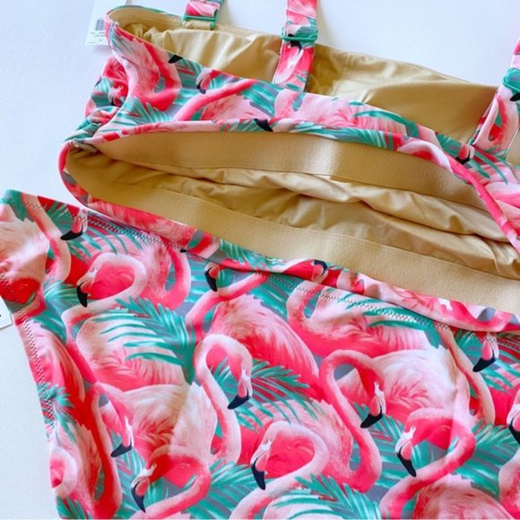 Old Navy | Bandeau Bikini 2-Piece Swim Set Flamingo Fun Pink New 2X Plus Size - Picture 15 of 16